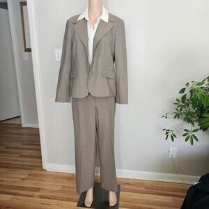 Talbots Petites 2pc Tan Italian Wool Professional Tailored Pantsuit Size 12P